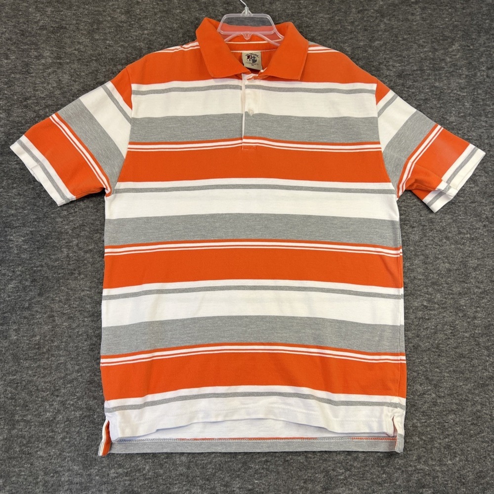 Joe College Authentic Polo Shirt‎ Mens XLarge Orange/White/Gray Striped